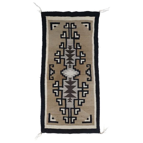 Ca. 1920's Navajo Two Grey Hills Trading Post Rug