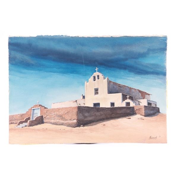 Paul Krapf Mission Church at Laguna Watercolour