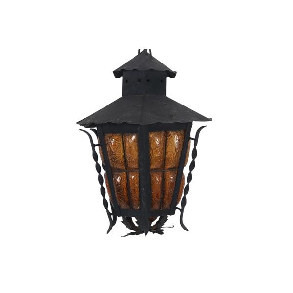 Custom Guatemalan Iron & Glass Carriage Light