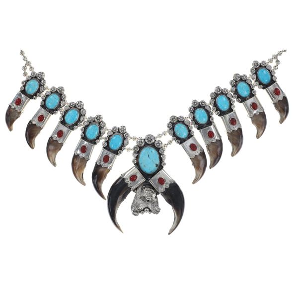 MASSIVE Navajo Brown Bear Claw Squash Blossom