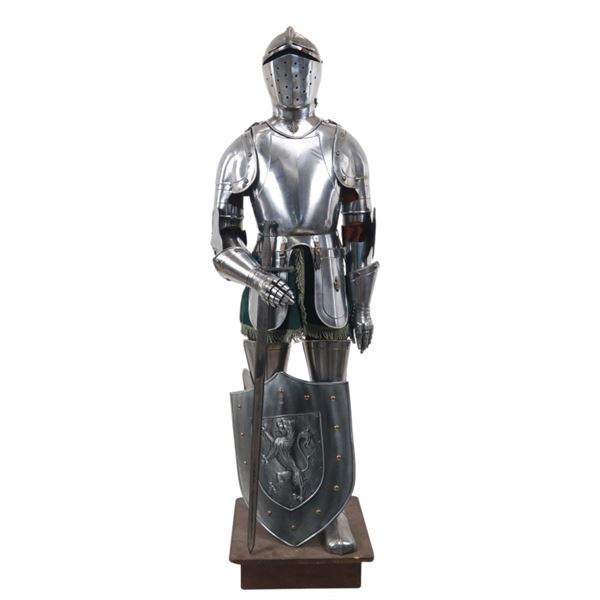 Vintage French Suit of Armor w/ Shield and Sword