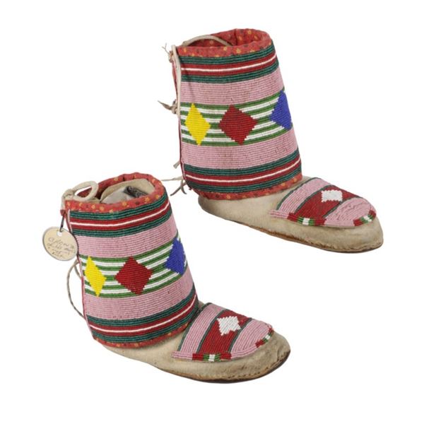 C.1930 Crow Hightop Fully Beaded Moccasins