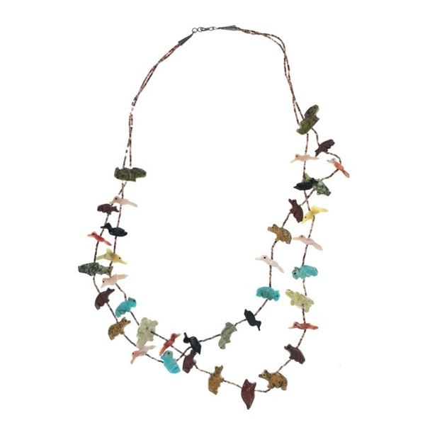 Ca. 1950s Zuni Lavina Tsikewa Fetish Necklace
