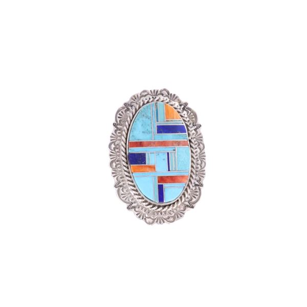Navajo Diné Becenti Sterling Fine Inlay Ring