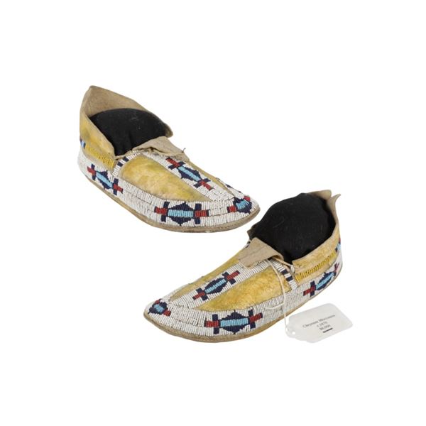 1870 Cheyenne Beaded Painted Moccasins Fenn-Sundog