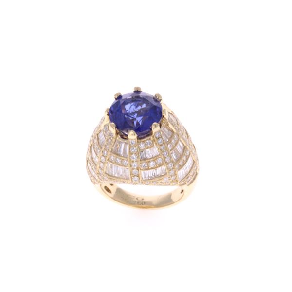 Antique Tanzanite & VS2 Diamond 18k Gold Ring