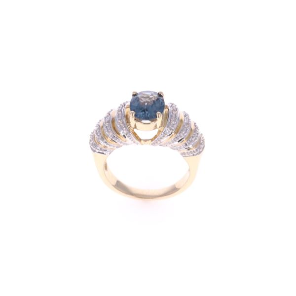 Blue Spinel & VS2 Diamond 14k Two Tone Gold Ring