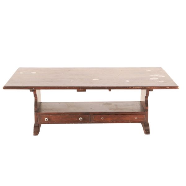 Antique Pembroke Trestle Drop Leaf Coffee Table