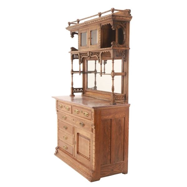 Antique Victorian Era Eastlake Walnut Sideboard