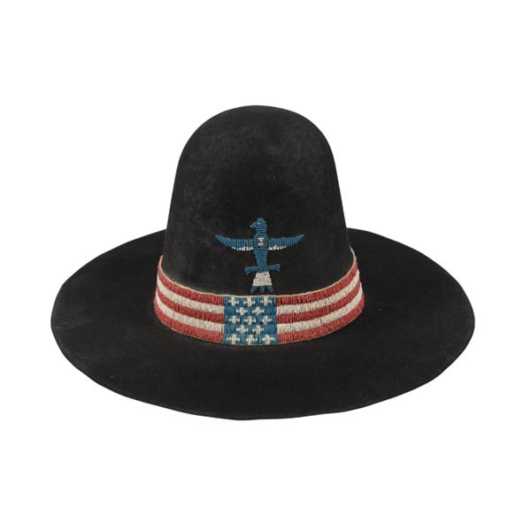 Ghost Dance Revival & US Flag Beaded Plains Hat