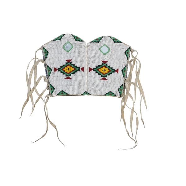 Fort Peck Assiniboine Fully Beaded Mirror Cuffs
