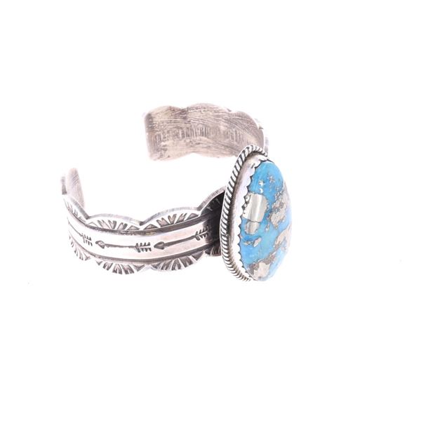 Classic Navajo Bracelet Morenci Turquoise - Signed