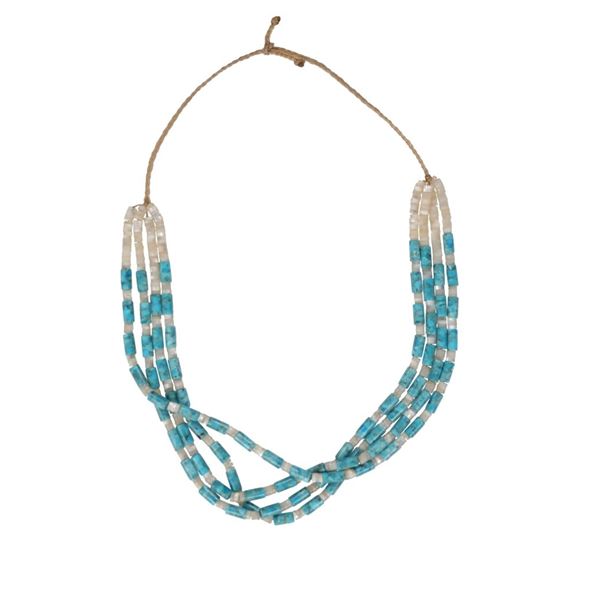 Navajo Turquoise & Mother Of Pearl Heishi Necklace