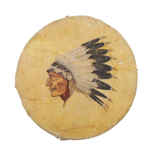 Little Crow Sioux Ledger Drum 1910 ex-C.M. Russell