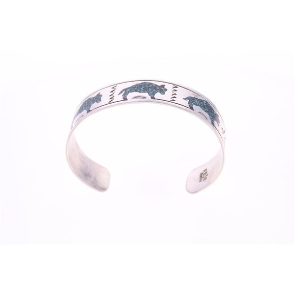 Navajo Randy Begay Jr. Turquoise & Coral Bracelet