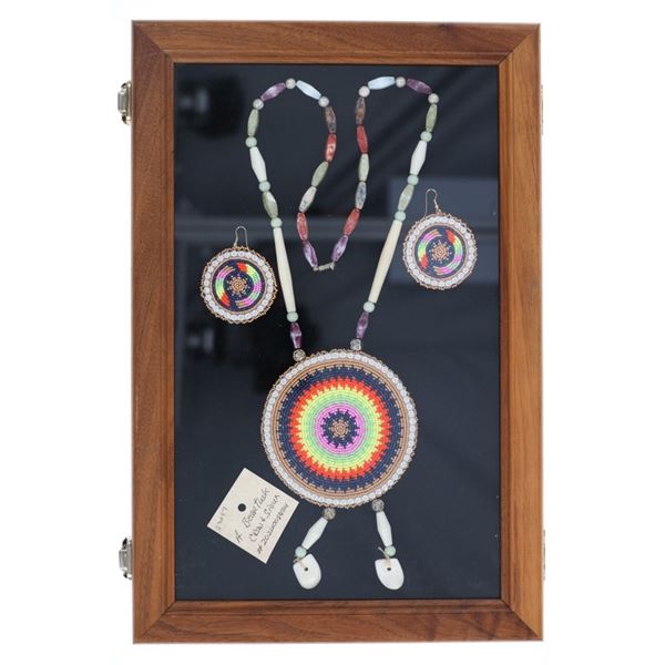 Crow / Sioux Beaded Medallion Necklace & Earrings
