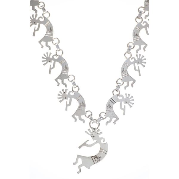 Navajo Diné Dancing Kokopelli Sterling Necklace