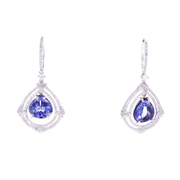 Elegant Tanzanite & Diamond 14K Dangle Earrings