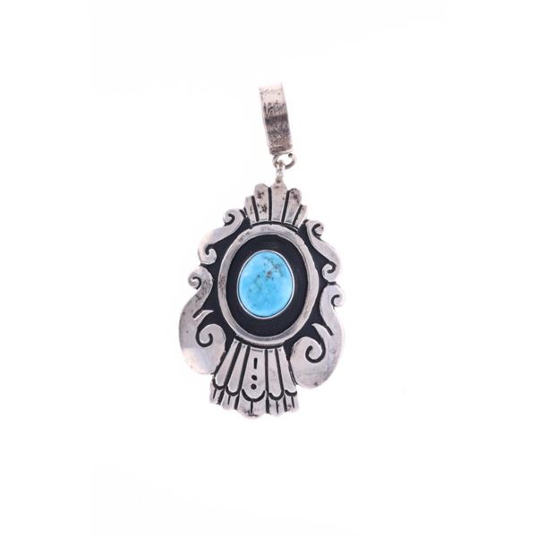 Navajo Tommy Singer Sterling & Turquoise Pendant