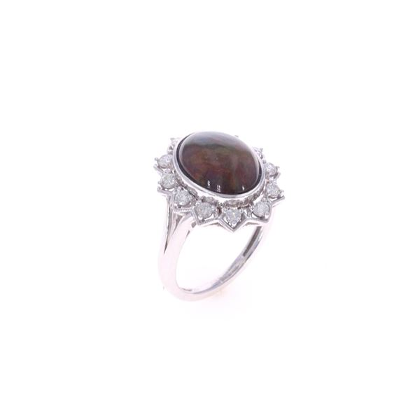 Black Opal, Diamond & Platinum Ring w/ Documents