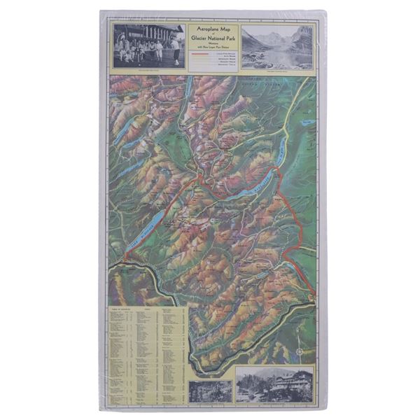 Glacier Natl Park Birdseye View Map by McGill 1933