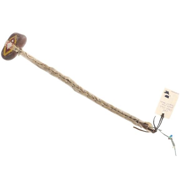 Plains Indians Polychrome Parfleche Stone War Club