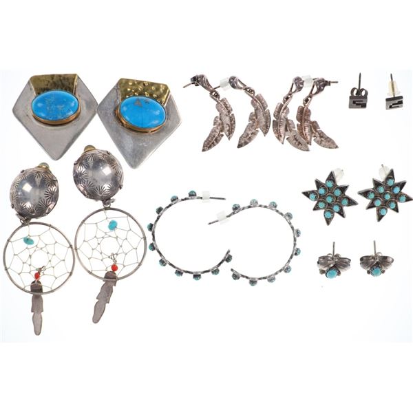 Navajo & Hopi Sterling Silver Turquoise Earrings