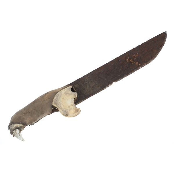 Blackfeet Bear Cult Jaw w/ Teeth Fighting Knife