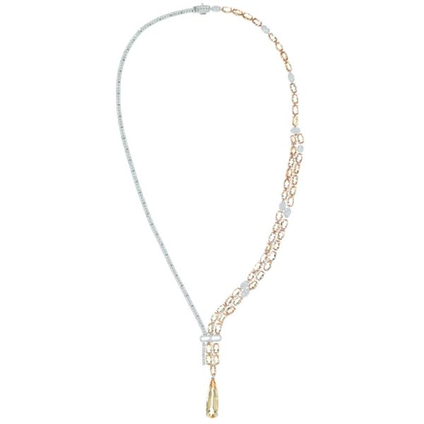 GIA Imperial Topaz VS2 Diamond Platinum Necklace