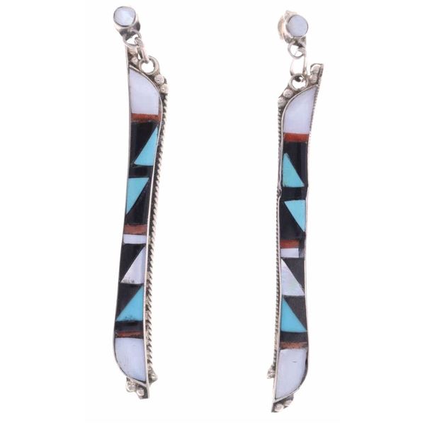 Navajo Lester Jackson Multi-Stone Inlay Earrings