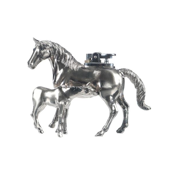 Ca. 1970's Mare & Foal Butane Desk Lighter