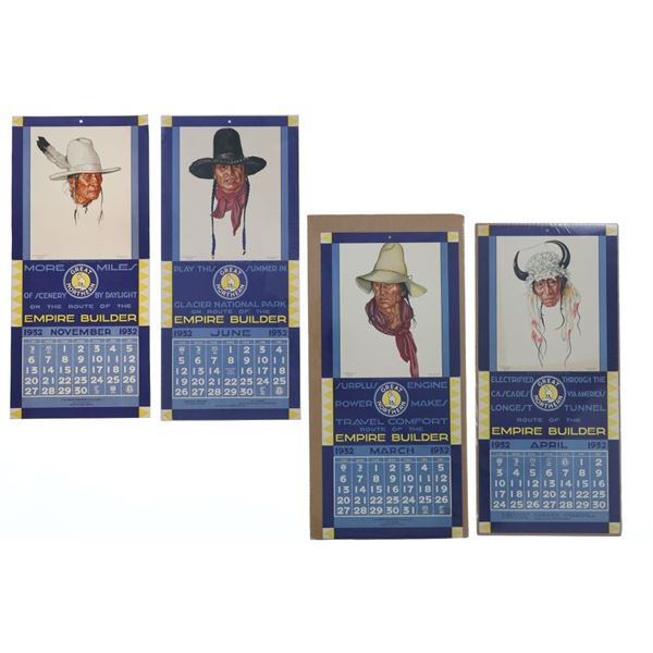 1932 Rare Great Northern Railroad Calendars (4)