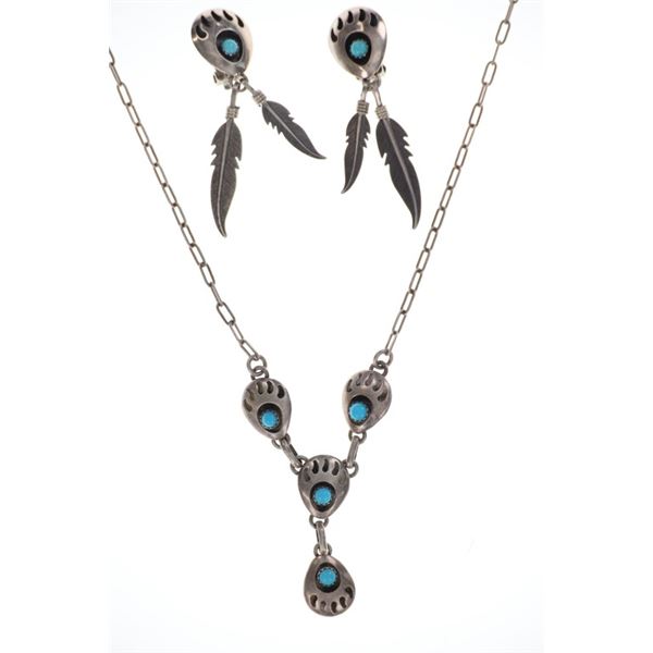 Navajo Sterling Silver Bear Paw Shadowbox Jewelry