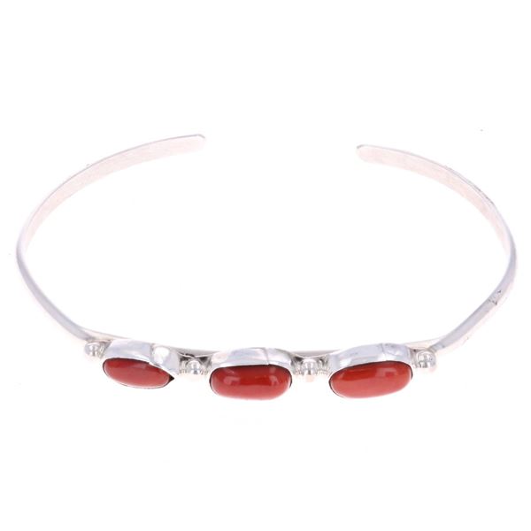 Navajo Sterling & Red Coral Branch Cuff Bracelet