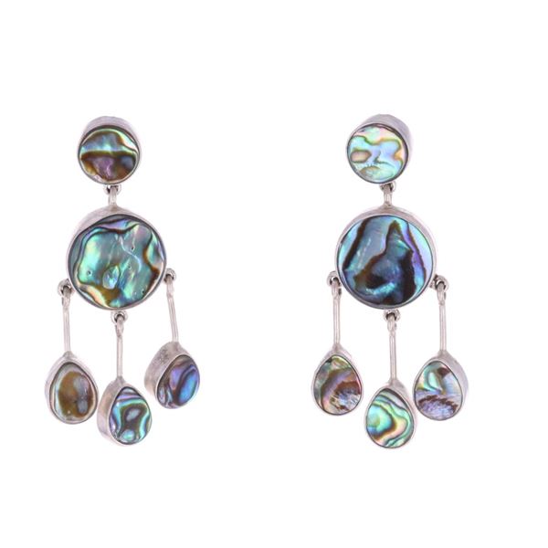 Navajo D&F Sterling & Abalone Dangle Earrings