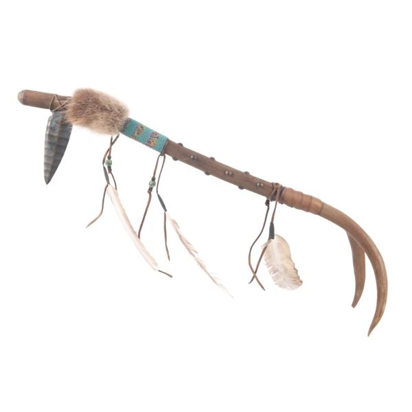 Plains Indians Beaded Antler Spontoon War Club