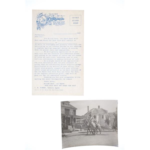 Miller Bro's 101 Ranch Photograph & Letter c 1920s