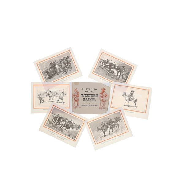 Rare "Portfolio Of Six Western Prints", Remington