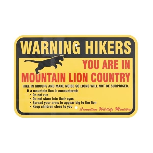 Mountain Lion Warning Sign from Canada