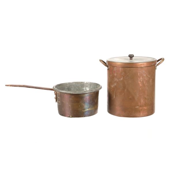 19th-Century Copper Dovetail Cooking Pot Pair