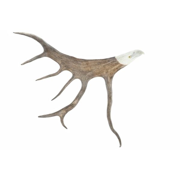 Alaskan Folk Art Caribou Antler Eagle by B. Merry