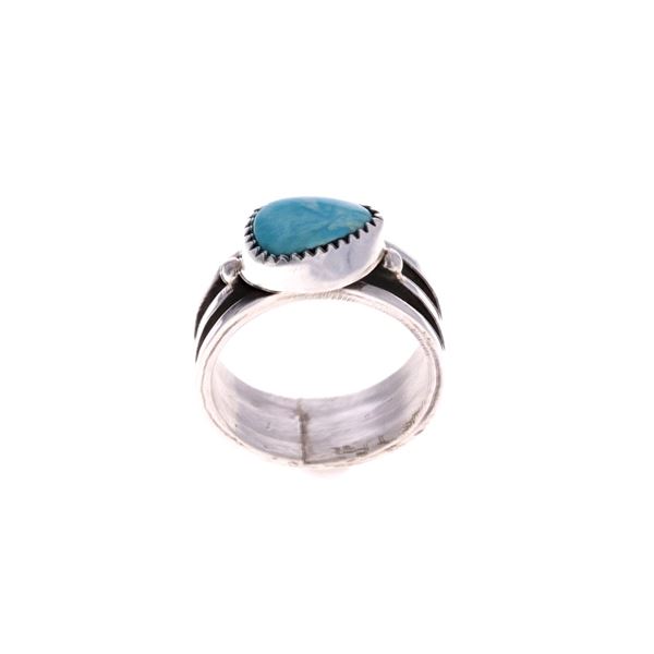 Navajo H. Tsosie Sterling & Fox Turquoise Ring