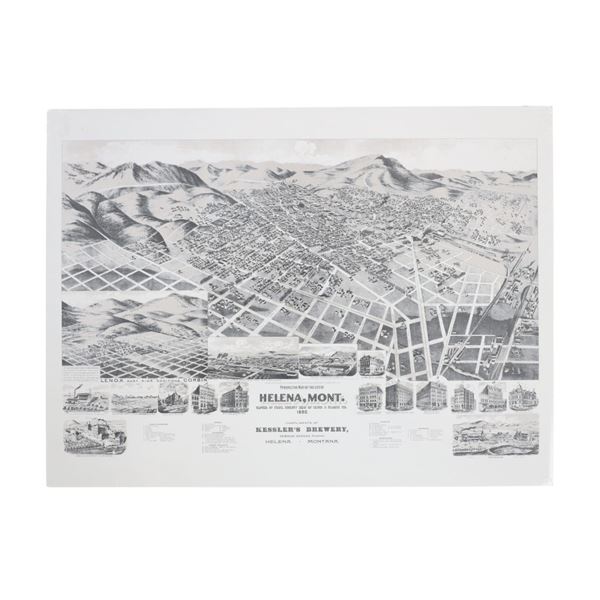 Perspective Map City Of Helena, MT Dated 1890