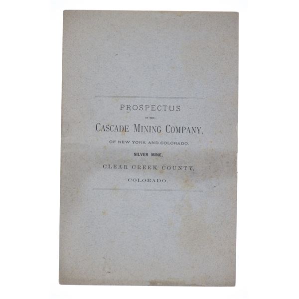 Prospectus of the Cascade Mining Company Booklet
