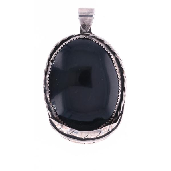 Navajo Sterling Silver Black Onyx Pendant