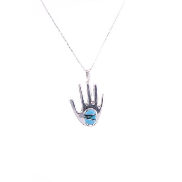 Navajo M. Yazzie Hand Effigy Turquoise Necklace