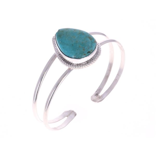 Navajo Cripple Creek Turquoise Cuff - Signed