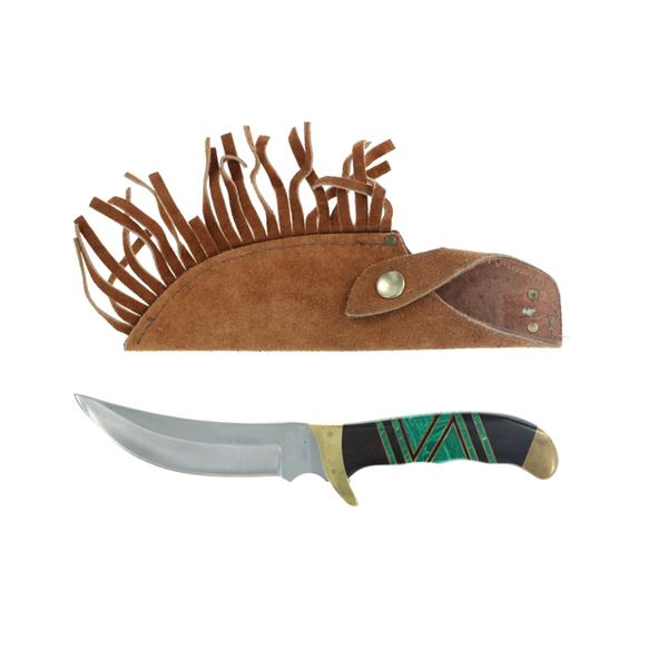 Old Smoky Malachite Inlaid Curved Fighting Knife
