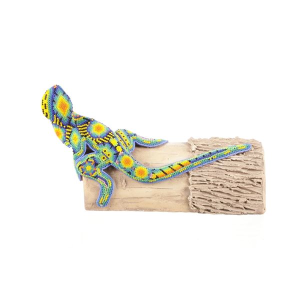 Vintage Mexican Huichol Tribe Beaded Lizard