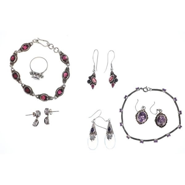 Antique Sterling Silver Amethyst Costume Jewelry